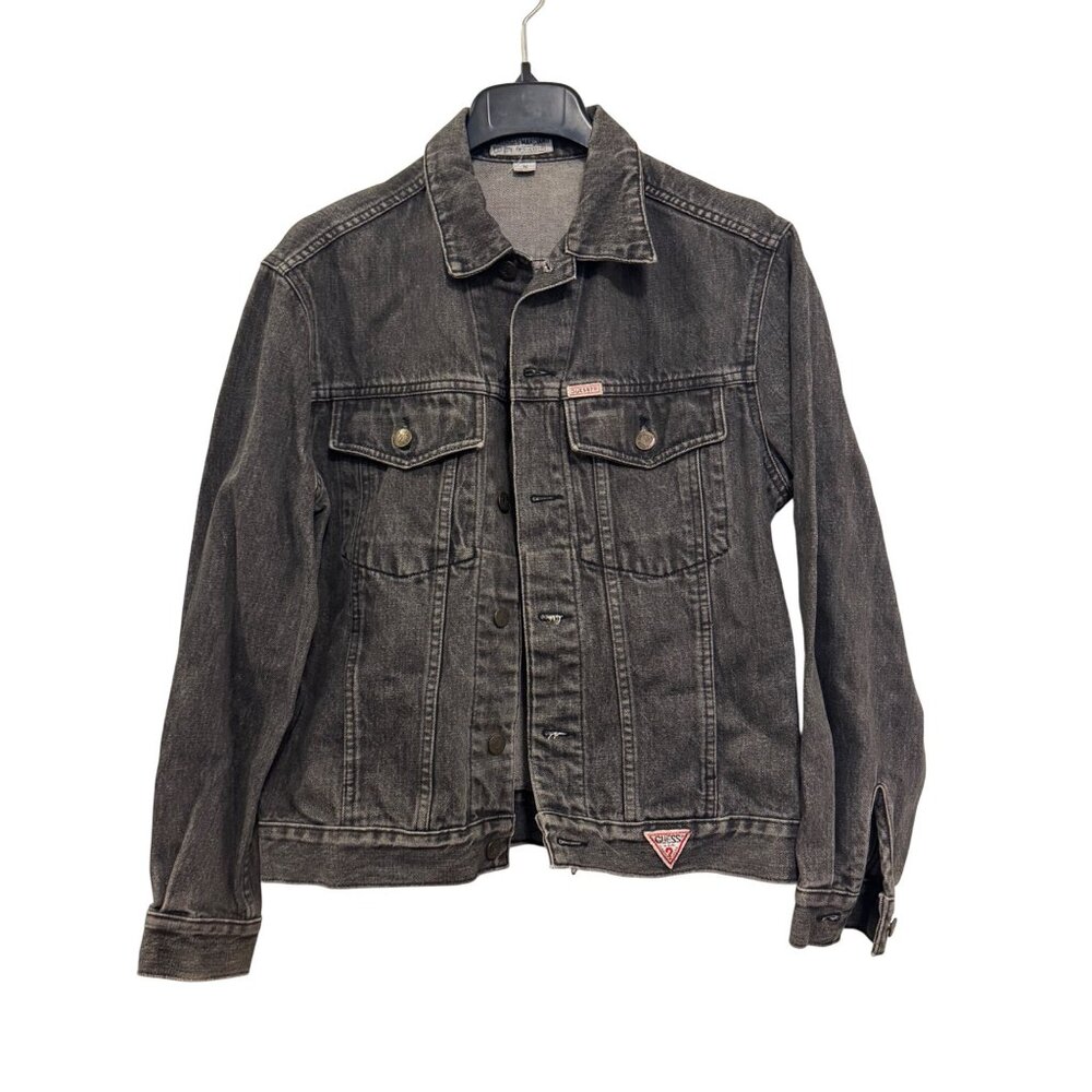 Georges Marciano For Guess Jean Jacket Men’s Small Black Denim Made In USA